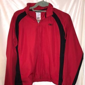 Vintage Reebok Men's Red Black Full Zipper Windbreaker Jacket Size Medium